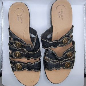 Clarks Black Sandals, Size 9